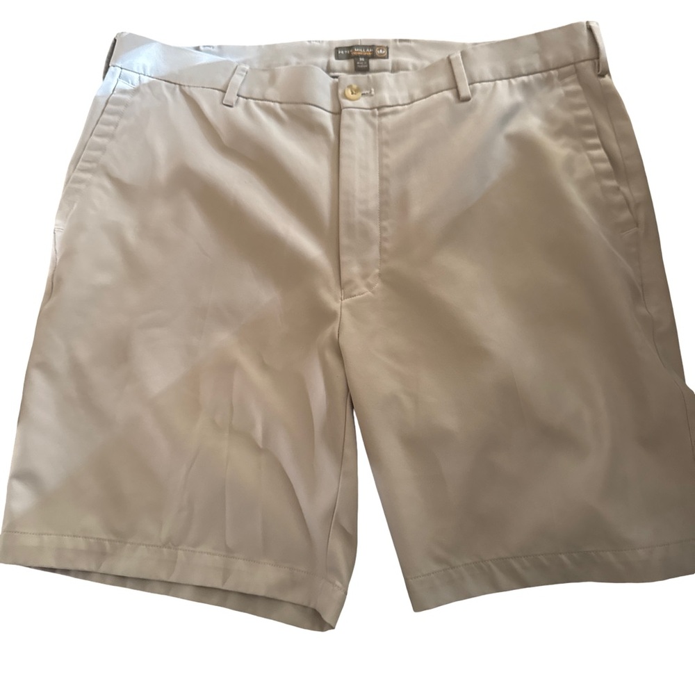 Peter Millar Cream Flat Front Shorts